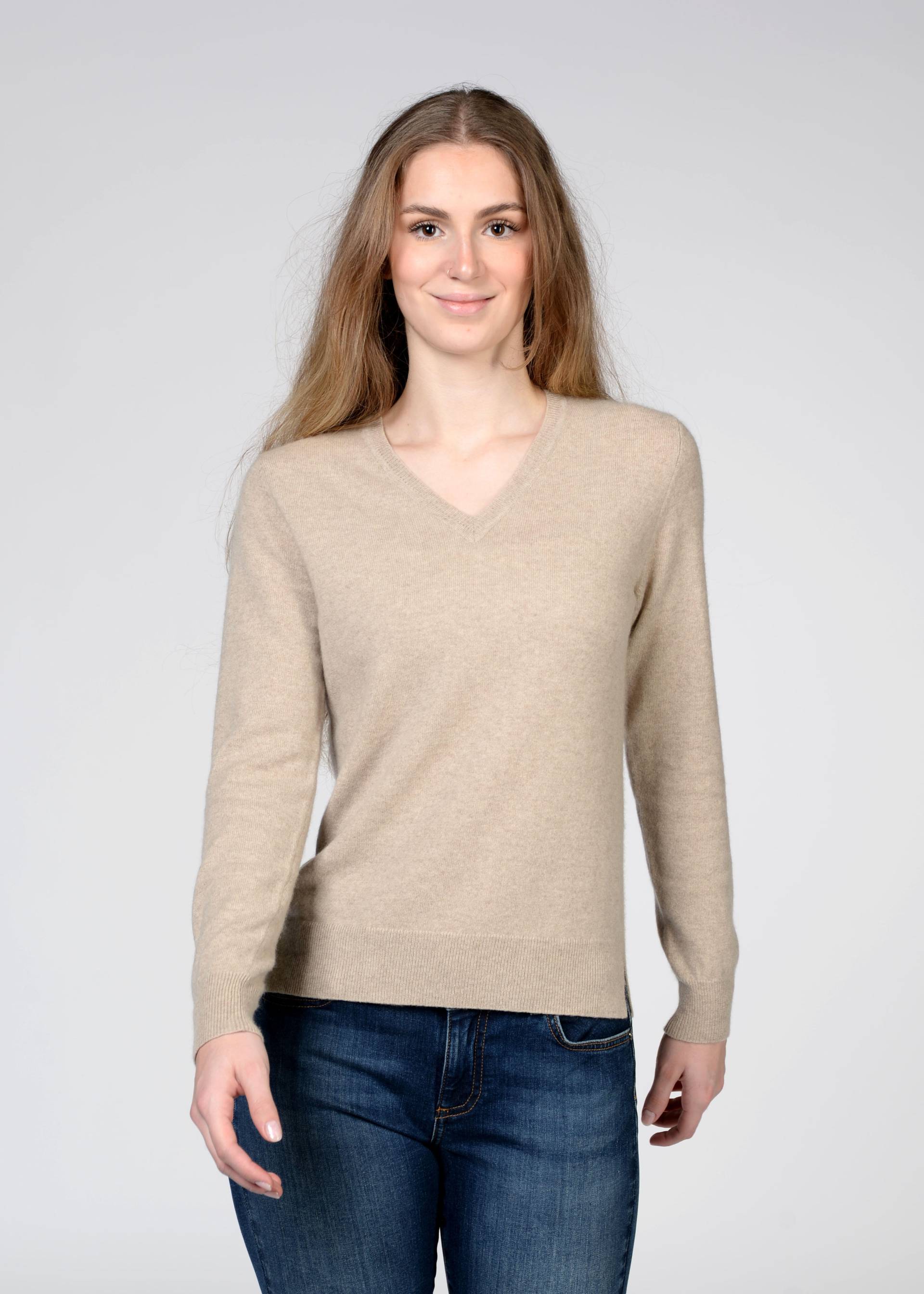 IN LINEA - NOS Pullover, V-Ausschnitt 205 taupe mel. - Gr. - 46 von IN LINEA