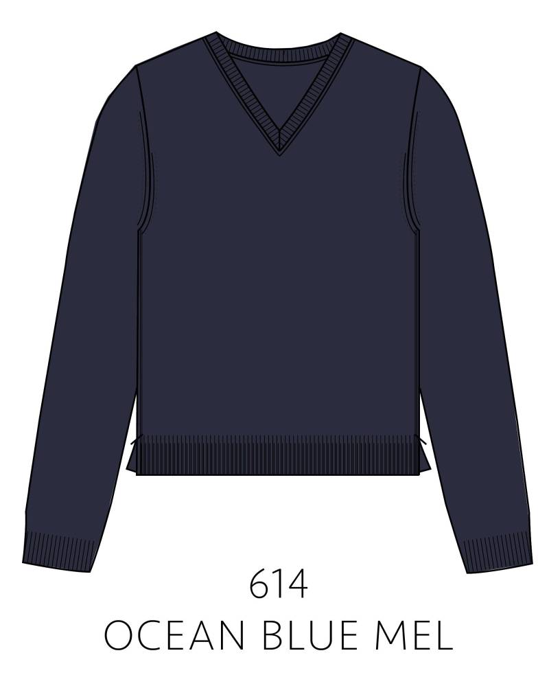 IN LINEA - NOS Pullover, V-Ausschnitt 614 ocean blue mel. - Gr. - 36 von IN LINEA