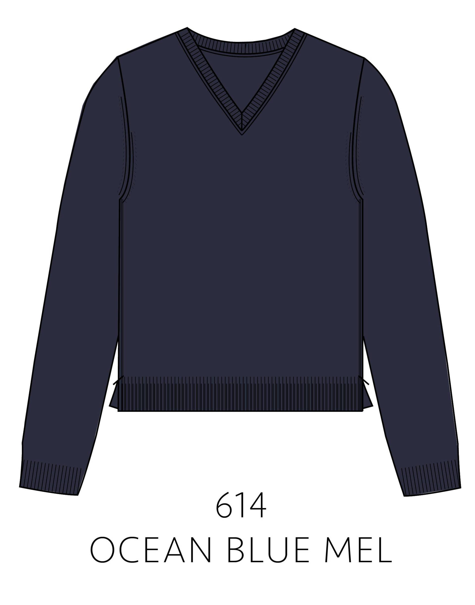 IN LINEA - NOS Pullover, V-Ausschnitt 614 ocean blue mel. - Gr. - 38 von IN LINEA