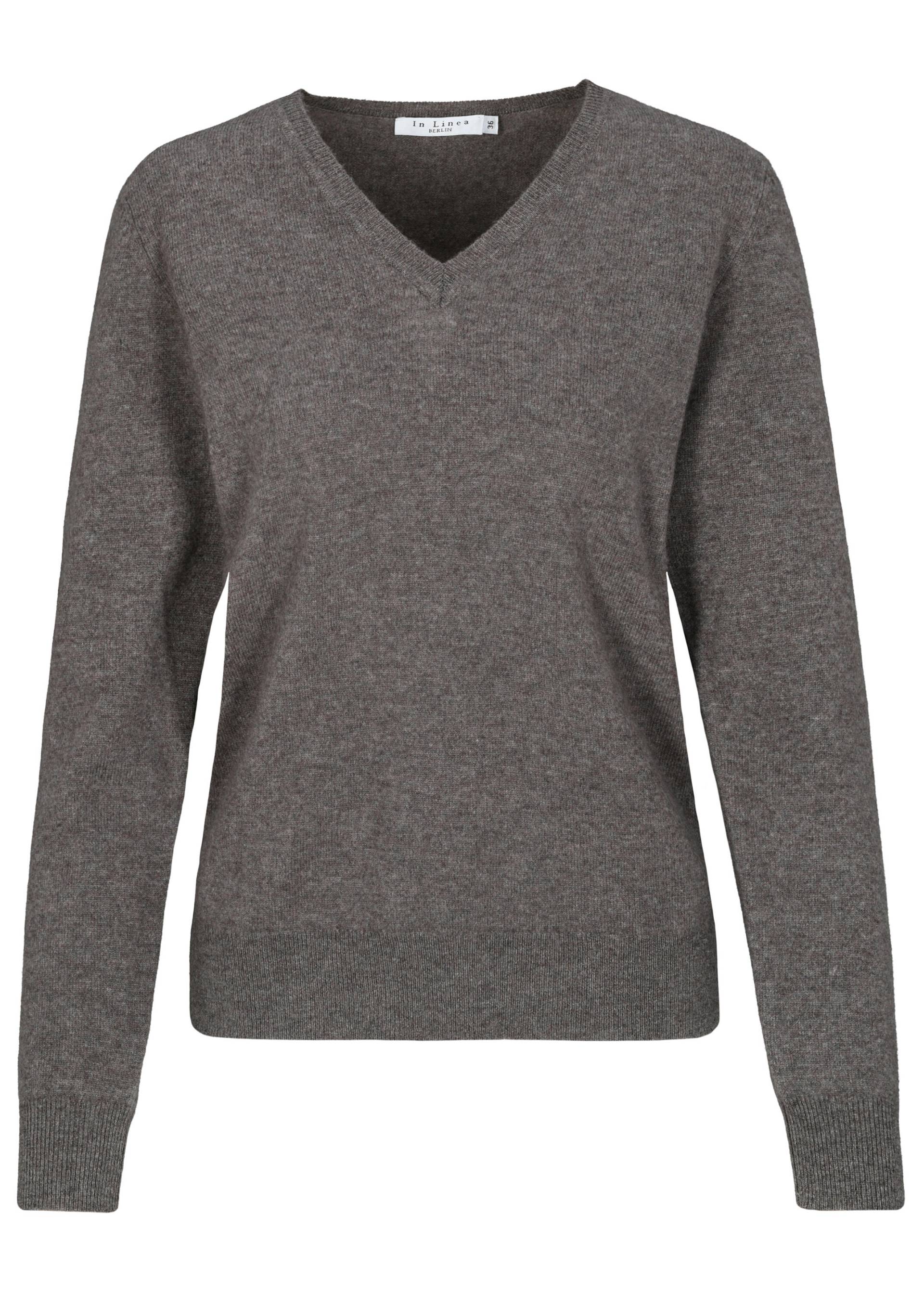IN LINEA - NOS Pullover, V-Ausschnitt 706 taupe mel. - Gr. - 46 von IN LINEA