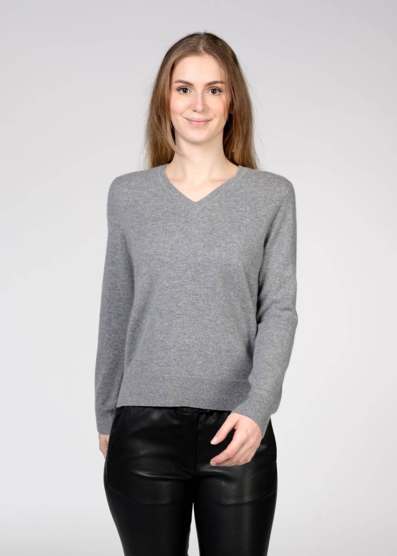 IN LINEA - NOS Pullover, V-Ausschnitt 812 flanell mel. - Gr. - 42 von IN LINEA