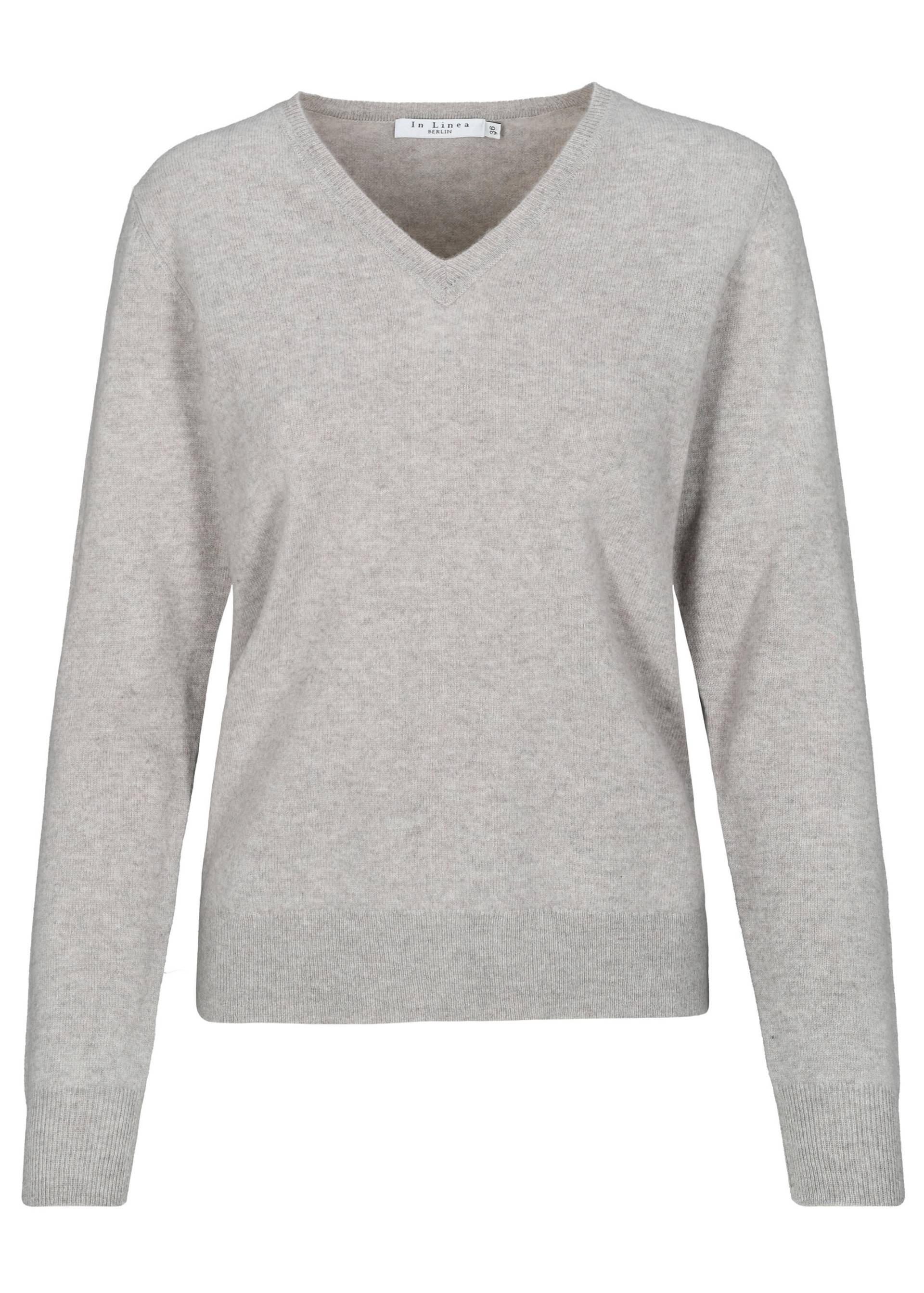 IN LINEA - NOS Pullover, V-Ausschnitt 842 stone mel. - Gr. - 40 von IN LINEA
