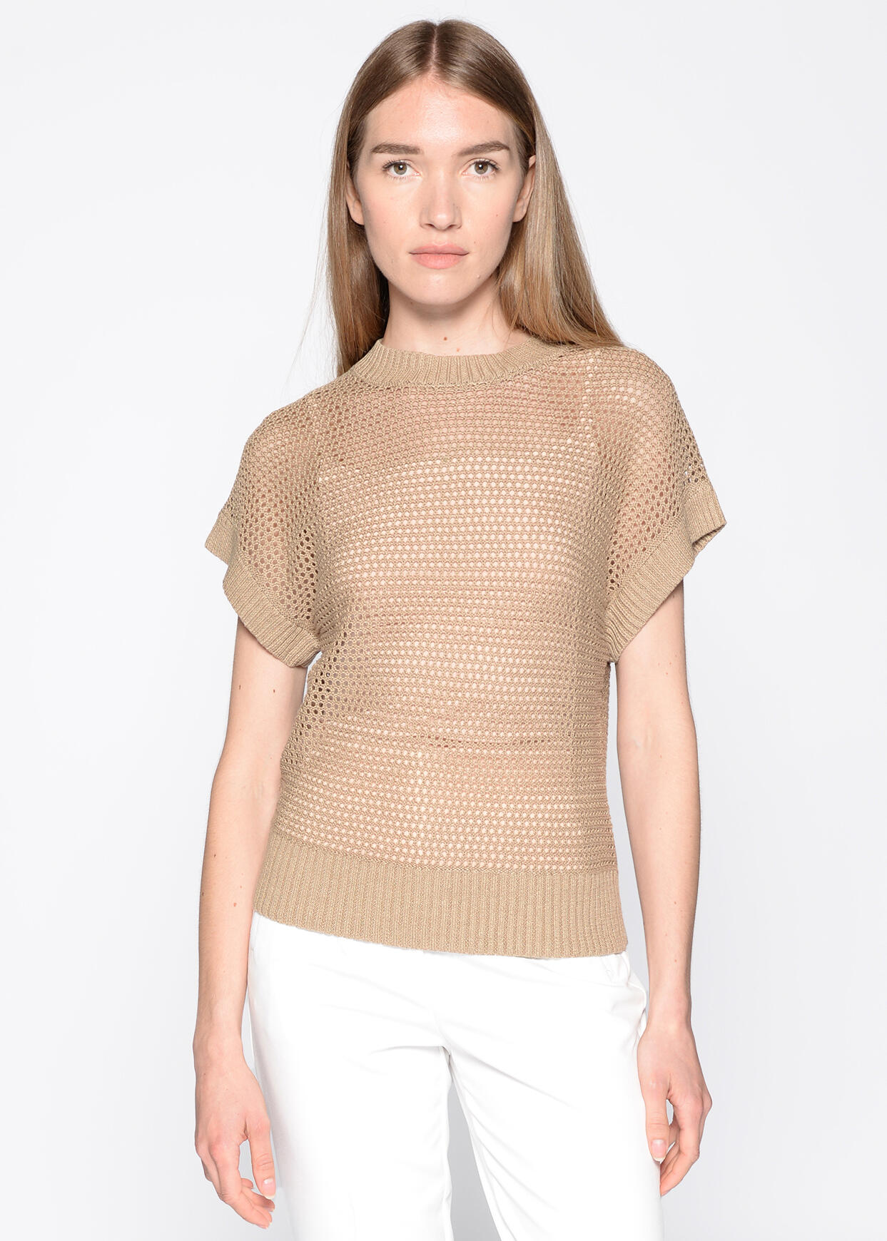 IN LINEA - Pullover, Ajour taupe - Gr. - 44 von IN LINEA