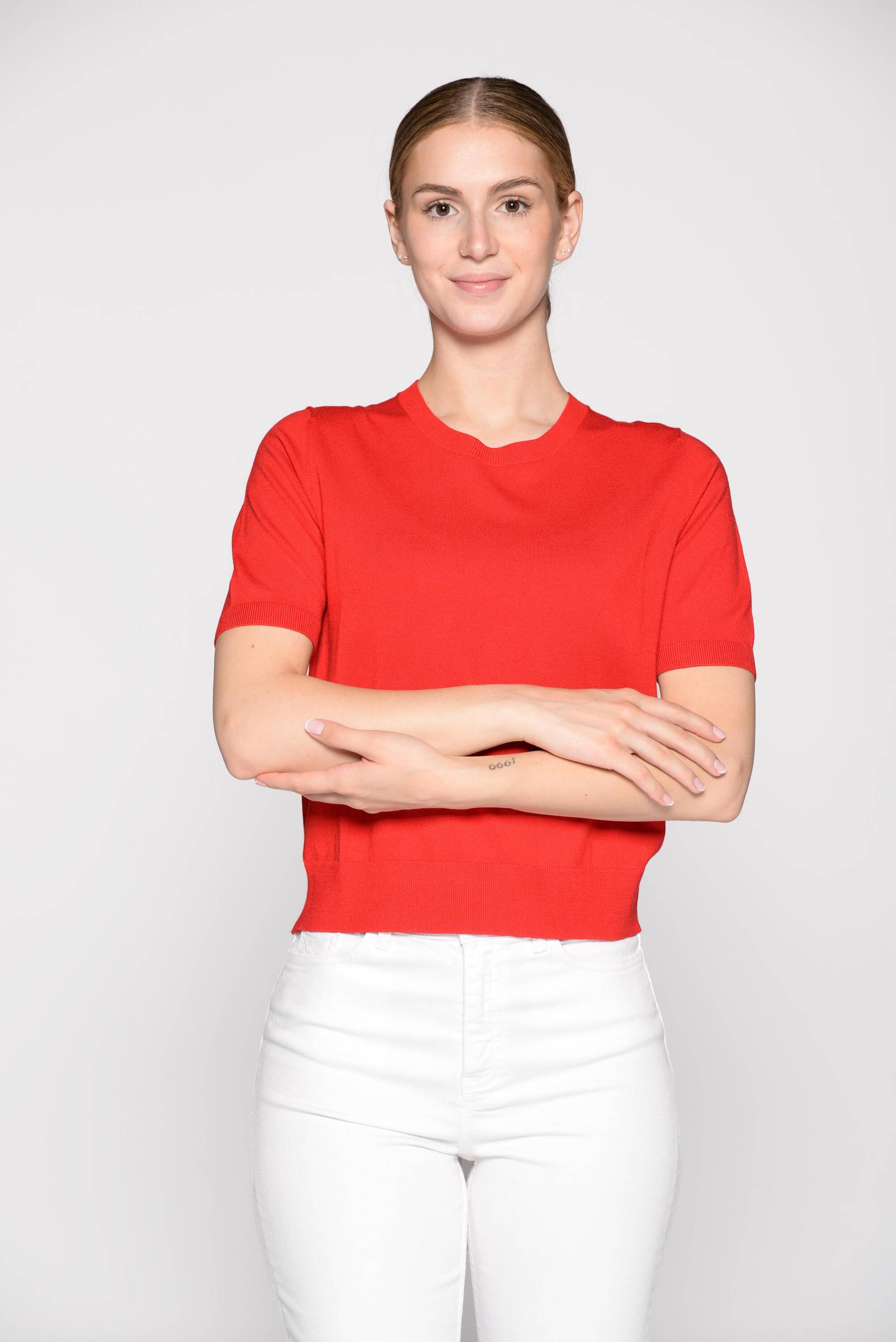 IN LINEA - Pullover, Rundhals, 1/2-Arm 449 summer red - Gr. - 38 von IN LINEA