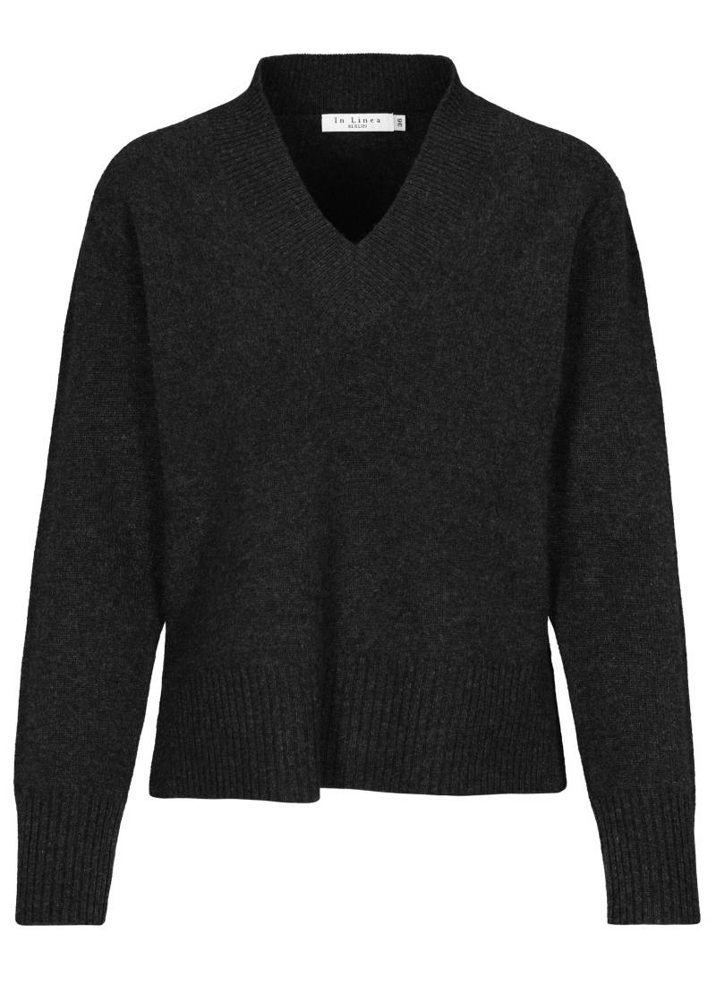 IN LINEA - Pullover, V-Ausschnitt,1/1-Arm 806 anthra mel. - Gr. - 38 von IN LINEA
