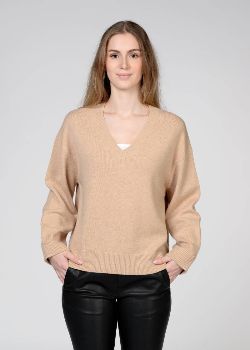 IN LINEA - Pullover, V-Ausschnitt,1/1-Arm camel mel. - Gr. - 46 von IN LINEA