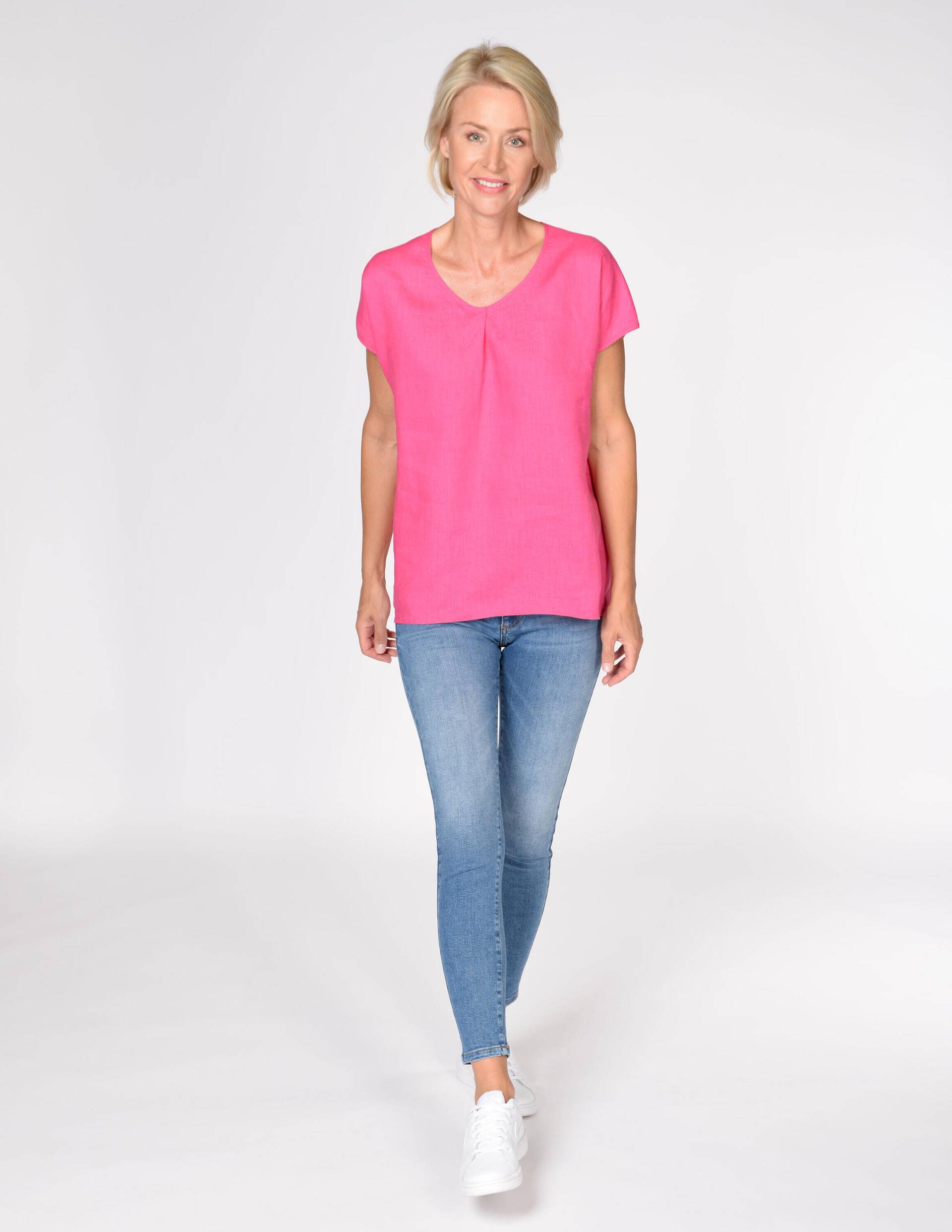 IN LINEA - V-Bluse 1/2 Arm 423 hot pink - Gr. - 38 von IN LINEA