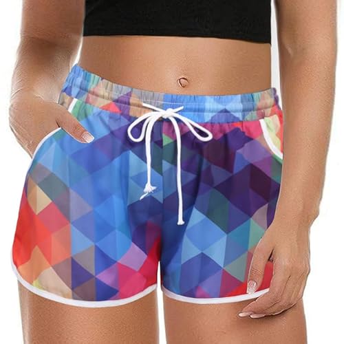 IN'VOLAND Damen Plus Size Badeshorts Schnell trocknend Strand Boardshorts Blumendruck Bademode Bottom Trunks mit Taschen 2023, Muster 3, 22 Plus von IN'VOLAND