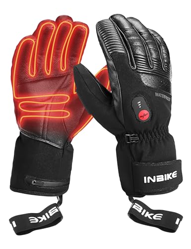 INBIKE Beheizbare Handschuhe Damen Herren Kinder Motorrad Skihandschuhe Ski Winter Beheizte Hnadschuhe mit Heizung Thermo Schwarz 2XL von INBIKE