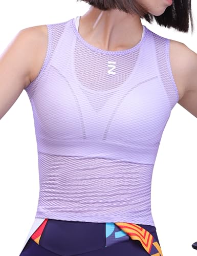 INBIKE Damen Fahrradweste Abnehmen Mesh Ärmellose Weste Leichtes Body Shaping Shirt Schnelltrocknend Atmungsaktiv Reflektierende Tank Tops Sommer Fahrradbekleidung Sporthemden Fahrradtrikot Lila L von INBIKE