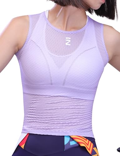 INBIKE Damen Fahrradweste Mesh Ärmellose Weste Leichtes Shirt Schnelltrocknend Atmungsaktiv Reflektierende Tank Tops Sommer Fahrradbekleidung Sporthemden Lila M von INBIKE