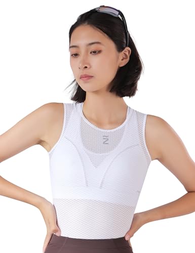 INBIKE Damen Fahrradweste Mesh Ärmellose Weste Leichtes Shirt Schnelltrocknend Atmungsaktiv Reflektierende Tank Tops Sommer Fahrradbekleidung Sporthemden Weiß M von INBIKE