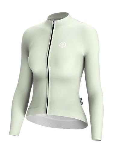 INBIKE Fahrradbekleidung Damen Radtrikot Lnagarm Sommer Fahrradtrikot Lang Trikots Fahrrad Rennrad Shirt Radsport-Bekleidung Frühling Herbst Grün 2XL von INBIKE