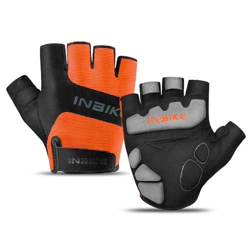 INBIKE Fahrradhandschuhe Herren Halbfinger Männer Fahrrad Handschuhe MTB Freizeit Sommer Radhandschuhe Fingerlos für Radsport Moutainbike Radfahren Rennrad Orange XXL von INBIKE