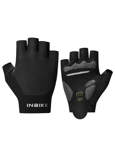 INBIKE Fahrradhandschuhe MTB sim Racing Handschuhe Sommer Halbfinger Herren Damen Trainingshandschuhe Atmungsaktiv Motocross gym Golfhandschuhe Schwarz M von INBIKE