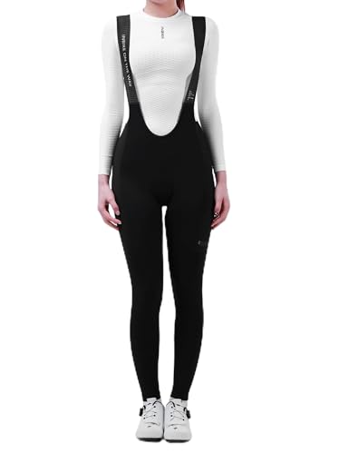 INBIKE Fahrradhose Damen Gepolstert Lang Radsport Trägerhose Sitzpolster Winter Warm Thermo Fleece Gefüttert Bib Hose MTB Rennrad Fahrrad Schwarz S von INBIKE