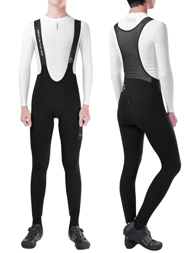 INBIKE Fahrradhose Herren Gepolstert Lang Radsport Trägerhose Gepolstert Winter Thermo Fleece Gefüttert Bib Hose MTB Rennrad Fahrrad Schwarz S von INBIKE