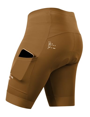 INBIKE Fahrradhose Kurz Herren Radhose Radlerhose Radunterhose Men's Shorts Fahrrad Gepolstert mit SitzpolsterungTasche Sommer Atmungsaktiv Elastisch Braun 2XL von INBIKE