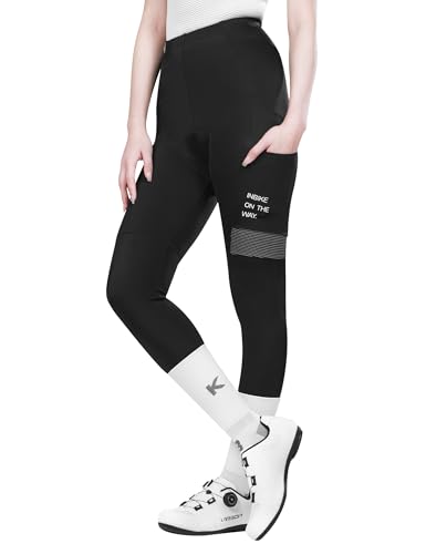 INBIKE Fahrradhose Radhose Damen Lang Gepolstert Rennradhose Radlerhose Radunterhose mit 3D Sitzpolsterung Einer Tasche Atmungsaktiv Hochelastisch,2XL von INBIKE