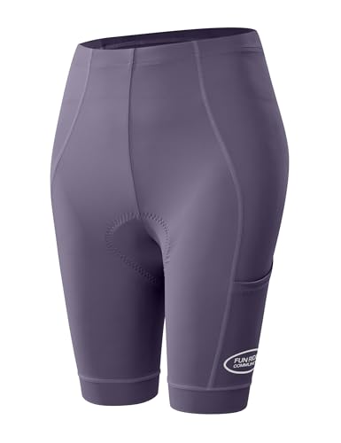 INBIKE Fahrradhose Radunterhose Rennradhose Radlerhose Damen Frauen Sommer Kurz Radsport Hose Gepolstert mit 3D Sitzpolsterung Einer Tasche Atmungsaktiv Hochelastisch, Violett 2XL von INBIKE