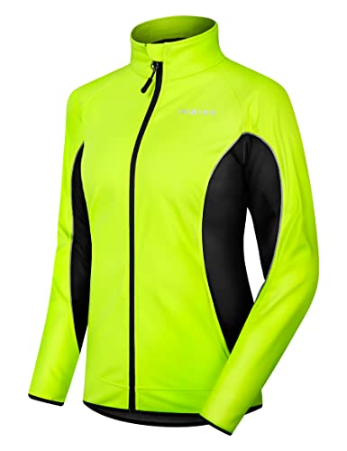 INBIKE Fahrradjacke Damen Winter Radjacke Laufjacke Thermo Winddicht Atmungsaktiv Reflective Wasserabweisend Grün,L von INBIKE