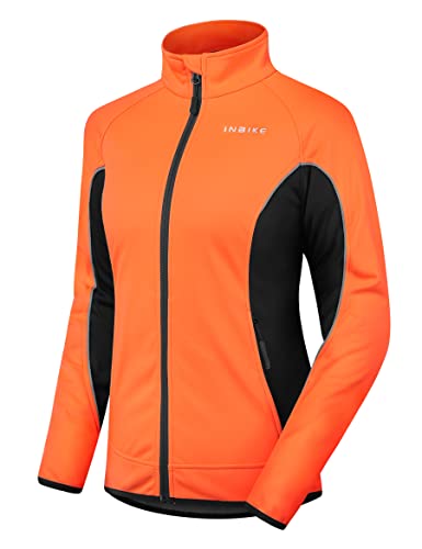 INBIKE Fahrradjacke Damen Winter Radjacke Laufjacke Thermo Winddicht Atmungsaktiv Reflective Wasserabweisend Orange,S von INBIKE