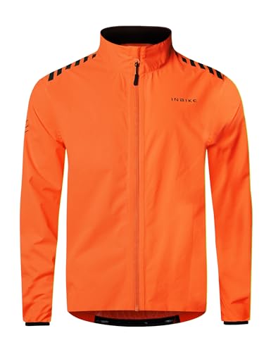 INBIKE Fahrradjacke Herren Sommer Winter Wasserdicht Atmungsaktiv Regenjacke Regenmantel Fahrrad Radsport Laufjacke Regen Leicht Frühling Herbst Orange XL von INBIKE
