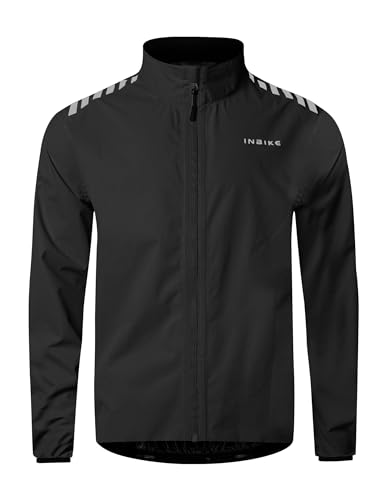 INBIKE Fahrradjacke Herren Sommer Winter Wasserdicht Atmungsaktiv Regenjacke Regenmantel Fahrrad Radsport Laufjacke Regen Leicht Frühling Herbst Schwarz 2XL von INBIKE