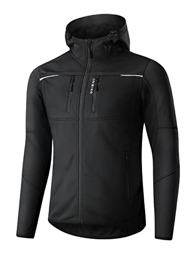 INBIKE Fahrradjacke Herren Wasserdicht Softshelljacke Übergangsjacke Winter Radjacke Laufjacke Funktionsjacke Winterjacke Regenjacke Fahrrad Wanderjacke Atmungsaktiv Warm Outdoorjacke Schwarz 3XL von INBIKE