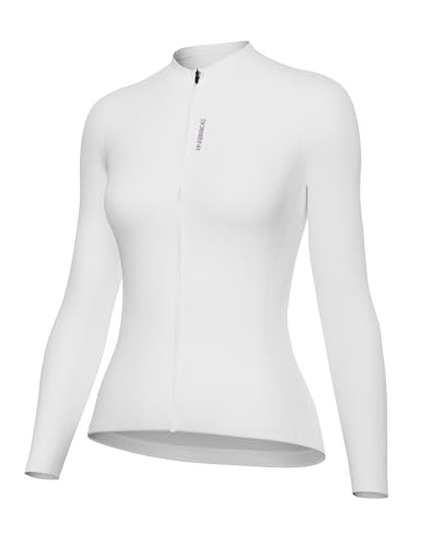 INBIKE Fahrradtrikot Damen Langarm Sonnenschutz Fahrradbekleidung Atmungsaktivität Radtrikot Rennrad Shirt Trikot Fahrrad Trikots Oberteil Weiß XXL von INBIKE