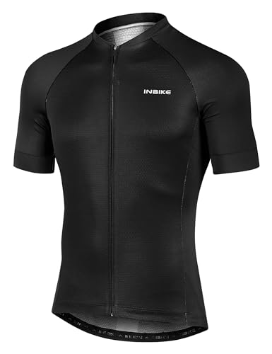 INBIKE Fahrradtrikot Herren Kurzarm Atmungsaktiv Sommer Radtrikot Trikot für Fahrrad Rennrad T Shirt Fahrradbekleidung Laufen Schwarz L von INBIKE