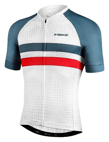 INBIKE Fahrradtrikot Herren Kurzarm Radtrikot MTB Trikot Fahrradbekleidung Fahrradshirt Mountainbike Radlershirt Schnell Trocknen Stoff für Radsport Outdoor Weiß L von INBIKE