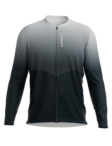 INBIKE Fahrradtrikot Herren Langarm Trikot Shirt 4XL 5XL XXL Fahrrad Rennrad MTB Sommer Lang Fahrradbekleidung Atmungsaktiv Schnelltrockend Radtrikot Farbverlauf Schwarz 5XL von INBIKE
