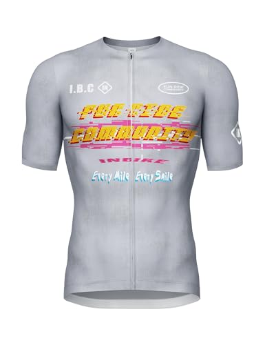 INBIKE Fahrradtrikot Herren Radtrikot Rennrad Mountainbike Trikot Fahrradbekleidung Sommer Kurzarm mit 3 Taschen Men's MTB Jesery Atmungsaktiv Elastisch UV-Protect Schnell Trocknend Hellgrau,XL von INBIKE