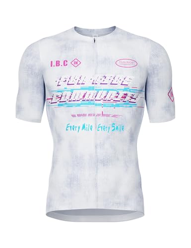 INBIKE Fahrradtrikot Herren Radtrikot Rennrad Mountainbike Trikot Fahrradbekleidung Sommer Kurzarm mit 3 Taschen Men's MTB Jesery Atmungsaktiv Elastisch UV-Protect Schnell Trocknend Weiß,L von INBIKE