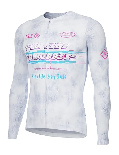 INBIKE Fahrradtrikot Herren Radtrikot Rennrad Mountainbike Trikot Langarm mit 3 Taschen Men's MTB Jesery Atmungsaktiv Elastisch UV-Protect Schnell Trocknend Weiß,2XL von INBIKE