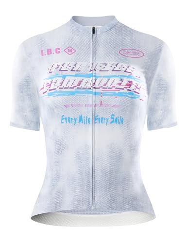 INBIKE Fahrradtrikot Radtrikot Damen Kurzarm Slimfit Sommer mit 3 Taschen Rennrad Trikot Faruen MTB Cycling Jersey Women Atmungsaktiv Schnelltrocknend UV-Protect Weich Weiß,L von INBIKE