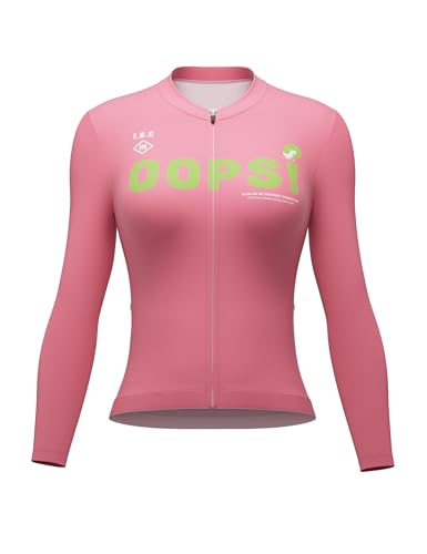 INBIKE Fahrradtrikot Radtrikot Damen Langarm mit 3 Taschen Rennrad Mountainbike Trikot Faruen MTB Cycling Jersey Women Atmungsaktiv Schnelltrocknend UV-Protect Frühling Sommer Herbst Rosa 2XL von INBIKE