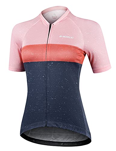 INBIKE Fahrradtrikot Rennrad Trikot Radtrikot mit DREI großen Rückentaschen Damen Slim Fit atmungsaktiv schnelltrockend feuchtigkeitsaufnahm Rosa XL von INBIKE