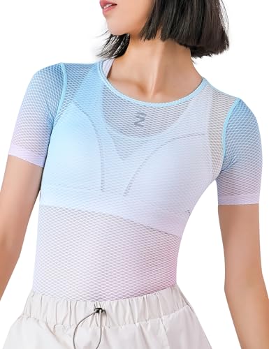 INBIKE Fahrradtrikot Radtrikot Rennrad Trikot Funktionsunterhemd Sportshirts Damen Kurzarm Fahrradbekleidung Sommer Atmungsaktiv Feuchtigkeitstransport Schnell Trocknend Blau XL/2XL von INBIKE