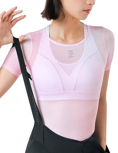 INBIKE Fahrradtrikot Radtrikot Rennrad Trikot Funktionsunterhemd Sportshirts Damen Kurzarm Fahrradbekleidung Sommer Atmungsaktiv Feuchtigkeitstransport Schnell Trocknend Rosa M/L von INBIKE