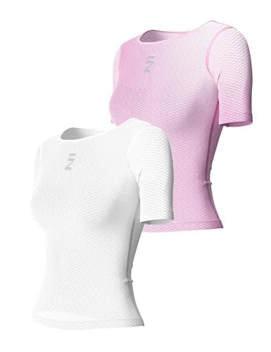 INBIKE Fahrradtrikot Radtrikot Rennrad Trikot Funktionsunterhemd Sportshirts Damen Kurzarm Fahrradbekleidung Sommer Atmungsaktiv Feuchtigkeitstransport Schnell Trocknend Rosa&Weiß XL/2XL von INBIKE