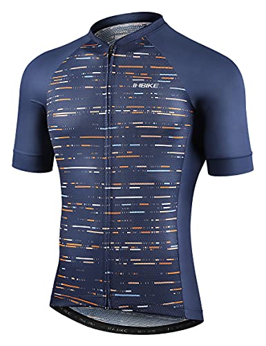 INBIKE Herren-Radtrikot, 3 Gesäßtaschen, feuchtigkeitsableitend, kurzärmlig, schnell trocknend, reflektierend - Blau - 3X-Groß von INBIKE