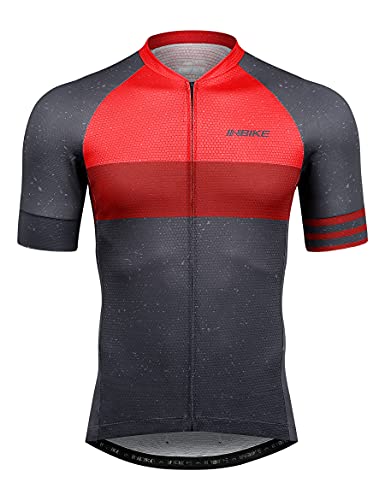 INBIKE Herren-Radtrikot, 3 Gesäßtaschen, feuchtigkeitsableitend, kurzärmlig, schnell trocknend, reflektierend - Schwarz - XX-Large von INBIKE