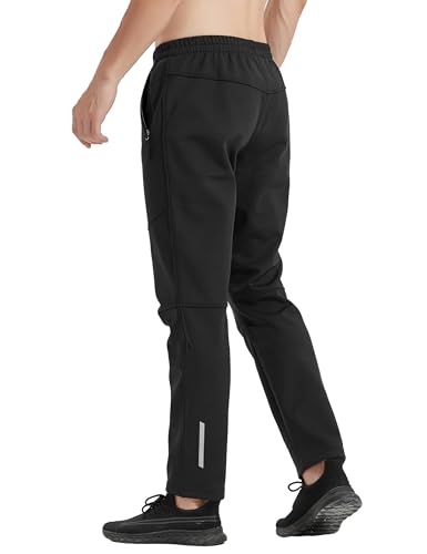 INBIKE Laufhose Herren Lang Winter Wasserdicht Winddicht Atmungsaktiv und Warm Fahrradhose Traininghose Wanderhose Jogginghose Schwarz L von INBIKE