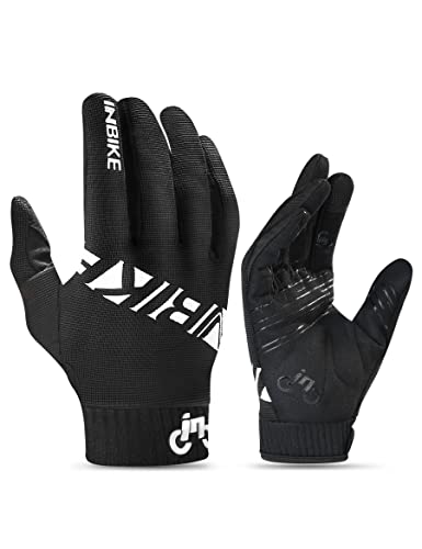 INBIKE MTB Handschuhe Herren Fahrrad Freizeit Vollfinger Lang Fahrradhandschuhe Sommer Atmungsaktiv Touchscreen Radhandschuhe Für Moutainbike Downhill Motocross Rennrad Radsport Schwarz L von INBIKE