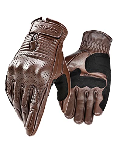 INBIKE Motorrad Handschuhe Herren Damen Sommer Echtes Leder Motorradhandschuhe Atmungsaktiv Und Verschleißfest Mit Harter Schutzhülle Braun XL von INBIKE