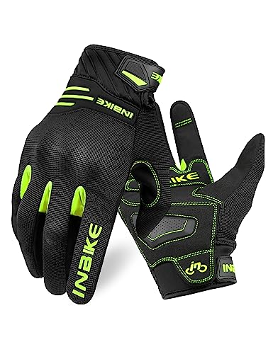 INBIKE Motorradhandschuhe Herren Winter Sommer Schutz Handschuhe Motorrad Fahrrad Motocross Männer Vollfinger Radhandschuhe Grün L von INBIKE