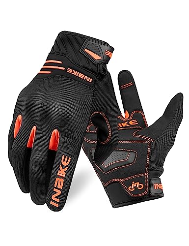 INBIKE Motorradhandschuhe Herren Winter Sommer Schutz Handschuhe Motorrad Fahrrad Motocross Männer Vollfinger Radhandschuhe Orange L von INBIKE