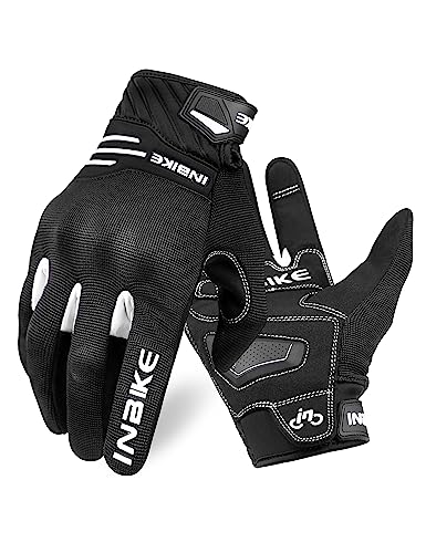 INBIKE Motorradhandschuhe Herren Winter Sommer Schutz Handschuhe Motorrad Fahrrad Motocross Männer Vollfinger Radhandschuhe Weiß L von INBIKE